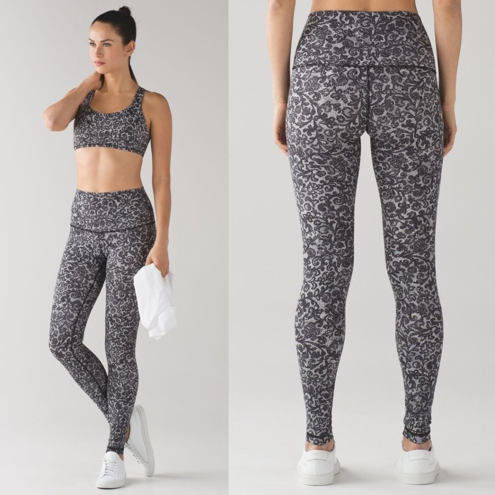 Lululemon Paisley Lace Print Luxtreme High Rise Wunder Under Tights